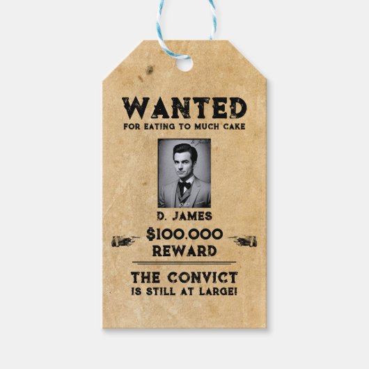  plezier veroordeelde beloning Western gezocht Cadeaulabel (Voorkant)