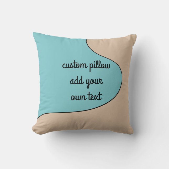plezier voeg tekst toe abstract modern turquoise e kussen (Voorkant)