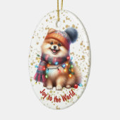 Plezier voor de Pommerse puppy Keramisch Ornament (Links)