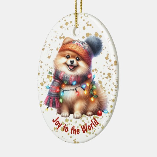 Plezier voor de Pommerse puppy Keramisch Ornament (Links)