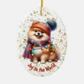 Plezier voor de Pommerse puppy Keramisch Ornament (Voorkant)