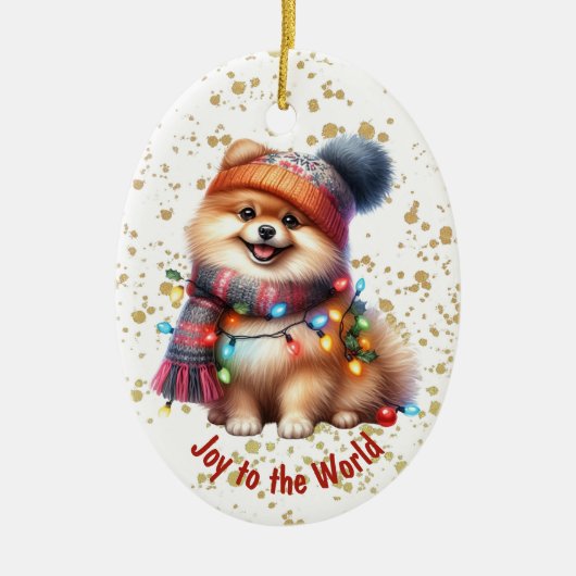 Plezier voor de Pommerse puppy Keramisch Ornament (Voorkant)