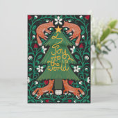 Plezier voor de Wereld Kerst Kaarten Fox Botanical (Staand voorkant)