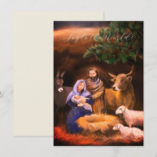 Plezier voor de wereld, kerststal, kerstkaart (Voorkant / Achterkant)