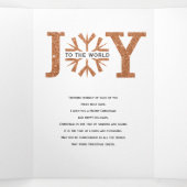 Plezier voor de wereld koper glitter Kerstmis Drieluik Wenskaart (Binnenkant midden)