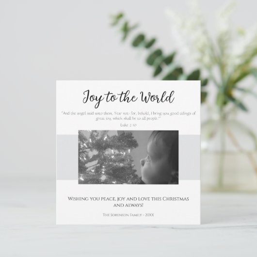 Plezier voor de wereld Modern Simple Scripture Ker Feestdagenkaart (Staand voorkant)