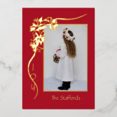 Plezier voor de Wereld Rode Folie Kerst Kaart (Voorkant)