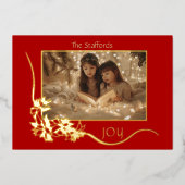 Plezier voor de wereld Rode Poinsettia Kerst Kaart (Voorkant)