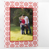 Plezier voor de wereld rode sneeuwvlok Kerstmis Drieluik Wenskaart (Binnenzijde eerst)