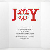 Plezier voor de wereld rode sneeuwvlok Kerstmis Drieluik Wenskaart (Binnenkant midden)