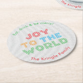 Plezier voor de wereld Typografie Kerstmis Ronde Kartonnen Onderzetter (Gebogen)