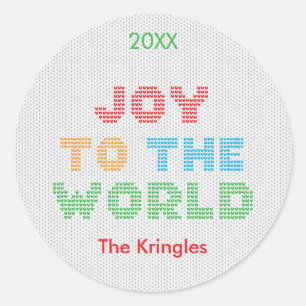 Plezier voor de wereld Typografie Kerstmis Ronde Sticker