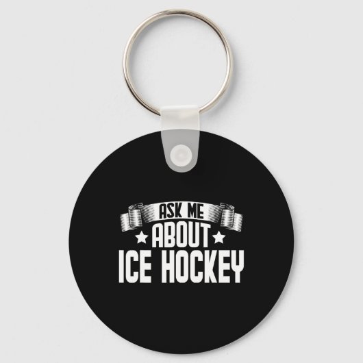 Plezier Vraag me over Ice Hockey - Ice Hockey Play Sleutelhanger (Voorkant)
