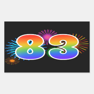 Plezier Vuurwerk + Regenboog Patroon "83" Evenemen Rechthoekige Sticker