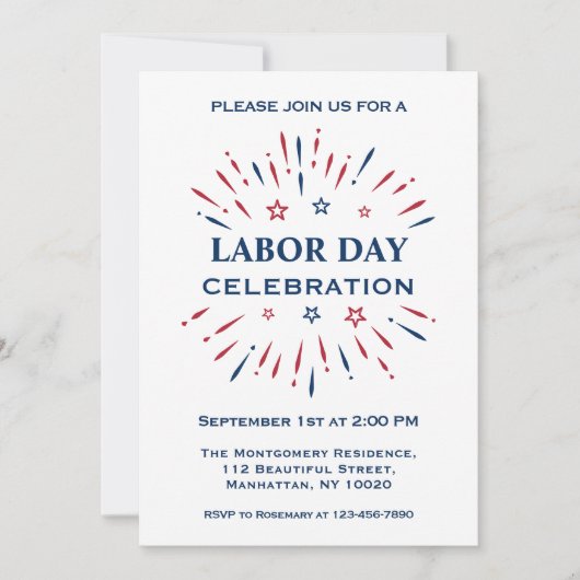 Plezier Vuurwerk Rood Wit Blauw Labor Day Feest Kaart (Voorkant)