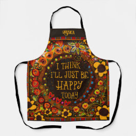 Plezier Wees blij Bloemen Whimsical Custom Inspiri Schort