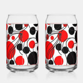 Plezier Zwart en Rood Art Deco Print Kan Glas Set (Links)