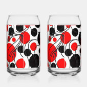 Plezier Zwart en Rood Art Deco Print Kan Glas Set (Rechts)