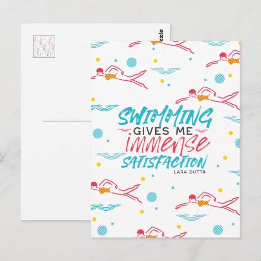 Plezier zwemmen en tevredenheid citaten briefkaart (Voorkant / Achterkant)