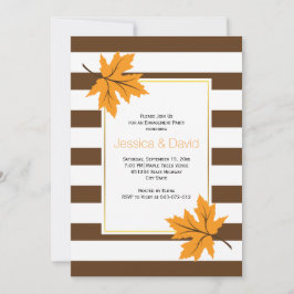 Plezierbladeren en strepen bruiloft kaart