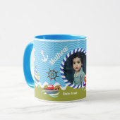 Plezierboten Foto Groen Blauw Mok (Voorkant links)