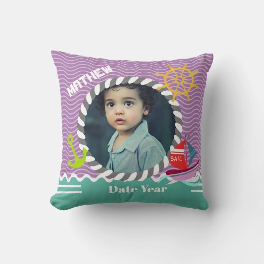 Plezierboten Foto Paars Aqua Kussen (Voorkant)