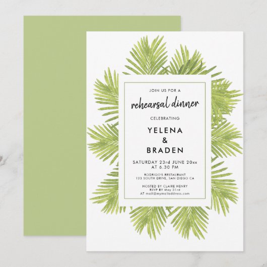 Plezierdiner voor de heroefening van de Tropische  Kaart (Voorkant / Achterkant)