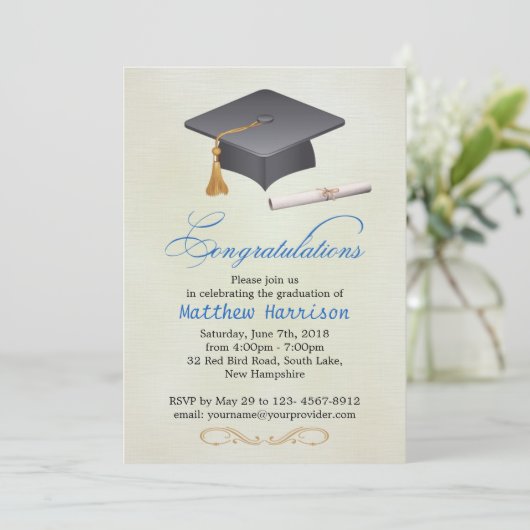 Plezierfeest en viering van diploma's kaart (Staand voorkant)