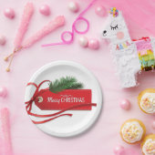 Plezierfeest met kerstcadeaus Label Papieren Bordje (Feest)