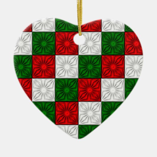 Plezierhoeken-Rood-Wit-Groen-Hart ORNAMENT (Voorkant)