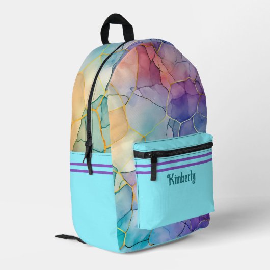 Plezierig en funky Alcohol & Inkt Ontwerp Bedrukte Rugzak (Achterkant Hoek Links)