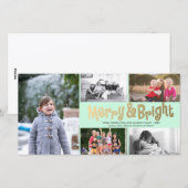 Plezierig Goud Kerstfeest Collage 5 Foto Kaart Nie (Voorkant / Achterkant)
