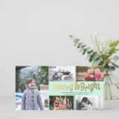 Plezierig Goud Kerstfeest Collage 5 Foto Kaart Nie (Staand voorkant)