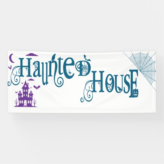 Plezierig Halloween Spokenhuis Spandoek (Horizontaal)