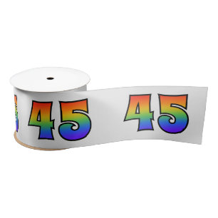 Plezierig, regenboogpatroon "45" evenementnummer ( satijnen lint