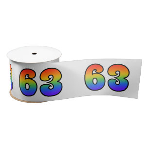 Plezierig, regenboogpatroon "63" Gebeurtenisnummer Satijnen Lint
