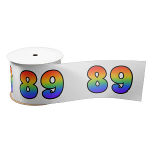 Plezierig, regenboogpatroon "89" evenementnummer ( satijnen lint