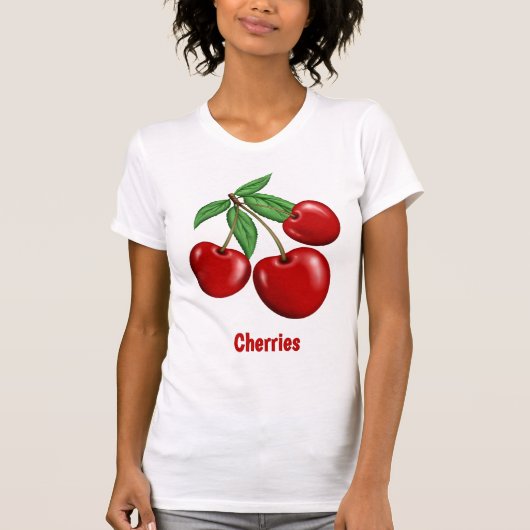 Plezierig Rood Kersen Ontwerp Gepersonaliseerd T-shirt (Voorkant)
