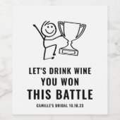 Plezierig & Trendy Zwart en Wit Gewonnen Battle Wi Wijn Etiket (Enkel label)