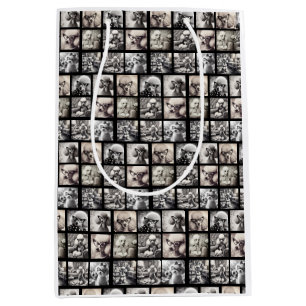 Plezierige 9 foto-collage afbeeldingen inpakpapier medium cadeauzakje