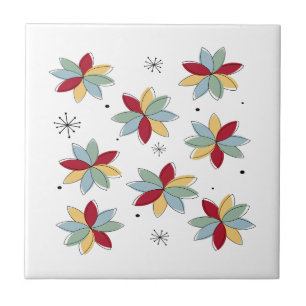 Plezierige abstracte Scandinavische bloemen mid ce Tegeltje