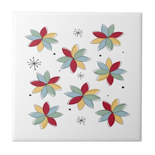 Plezierige abstracte Scandinavische bloemen mid ce Tegeltje (Voorkant)