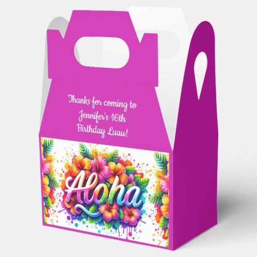 Plezierige Aloha Tropische Verjaardag Luau Bedankdoosjes (Geopend)