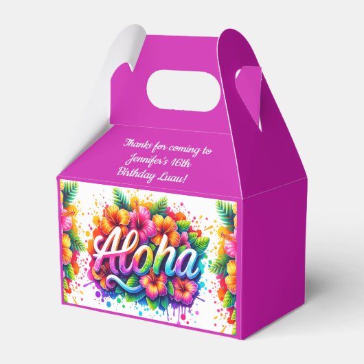 Plezierige Aloha Tropische Verjaardag Luau Bedankdoosjes (Voorkant Zijde)