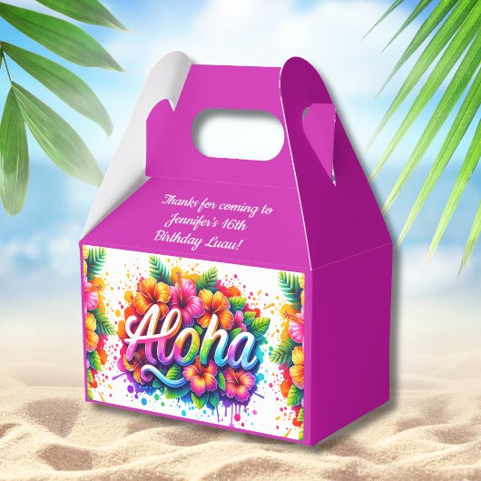 Plezierige Aloha Tropische Verjaardag Luau Bedankdoosjes