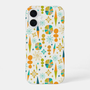 Plezierige atoomtijdperk retro vormen stervormige iPhone 16 hoesje