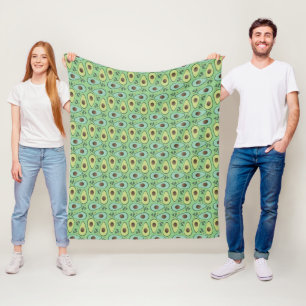 Plezierige Avocadohelft Groene Patronen Fleece Deken