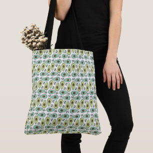 Plezierige Avocadohelft Groene Patroon Tote Bag