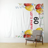 Plezierige ballon 60e verjaardag achtergrond, foto wandkleed (In Situ (horizontaal))
