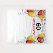 Plezierige ballon 60e verjaardag achtergrond, foto wandkleed (Voorkant (horizontaal))